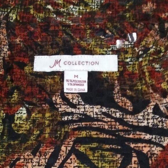 JM Collection Shiny Zippered Blazer Zip Up Top Sequins Animal Print Vintage Sz M - Picture 6 of 10